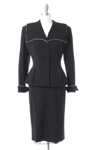 1950s Lilli Ann Black Wool Skirt Suit | medium