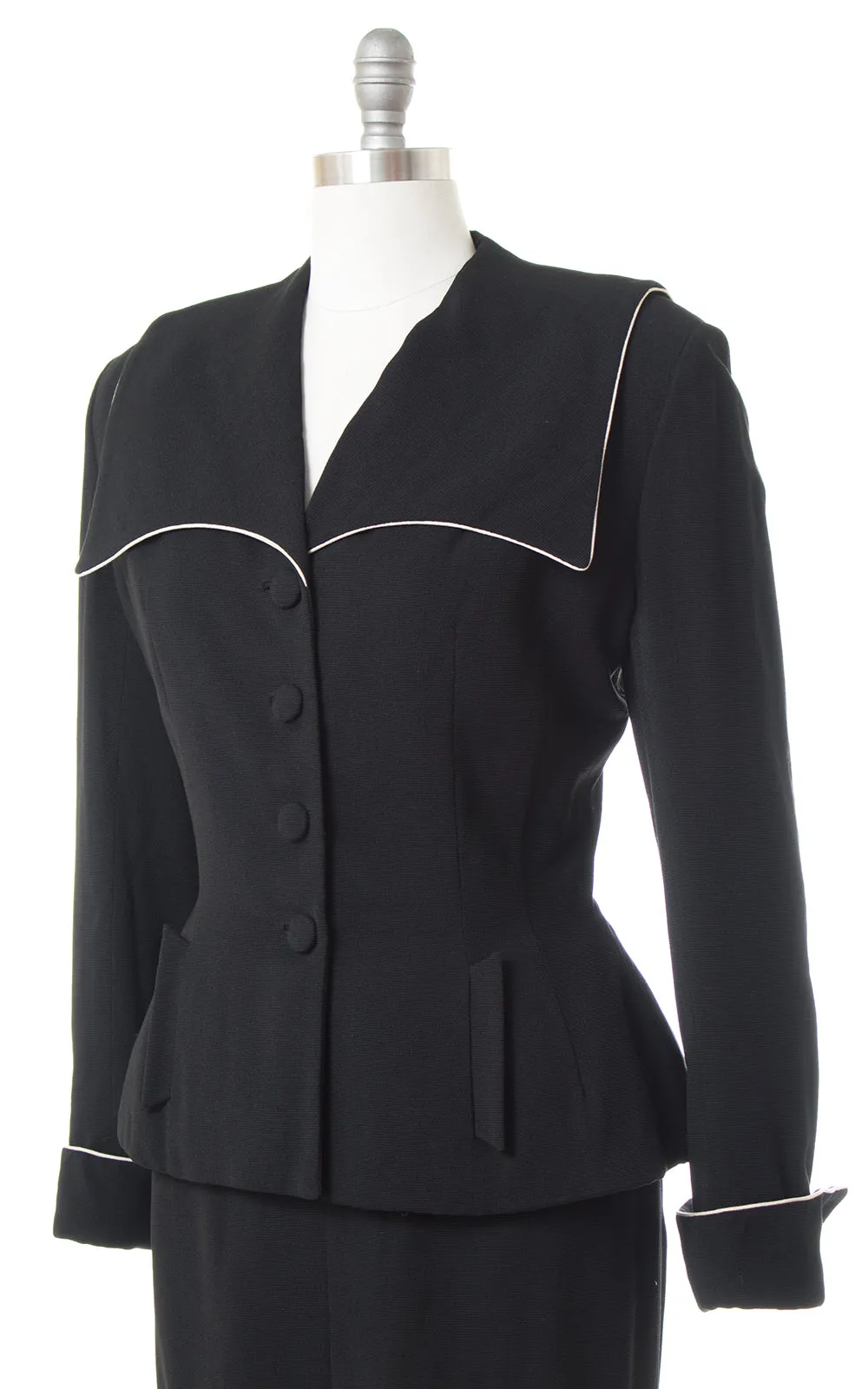 1950s Lilli Ann Black Wool Skirt Suit | medium