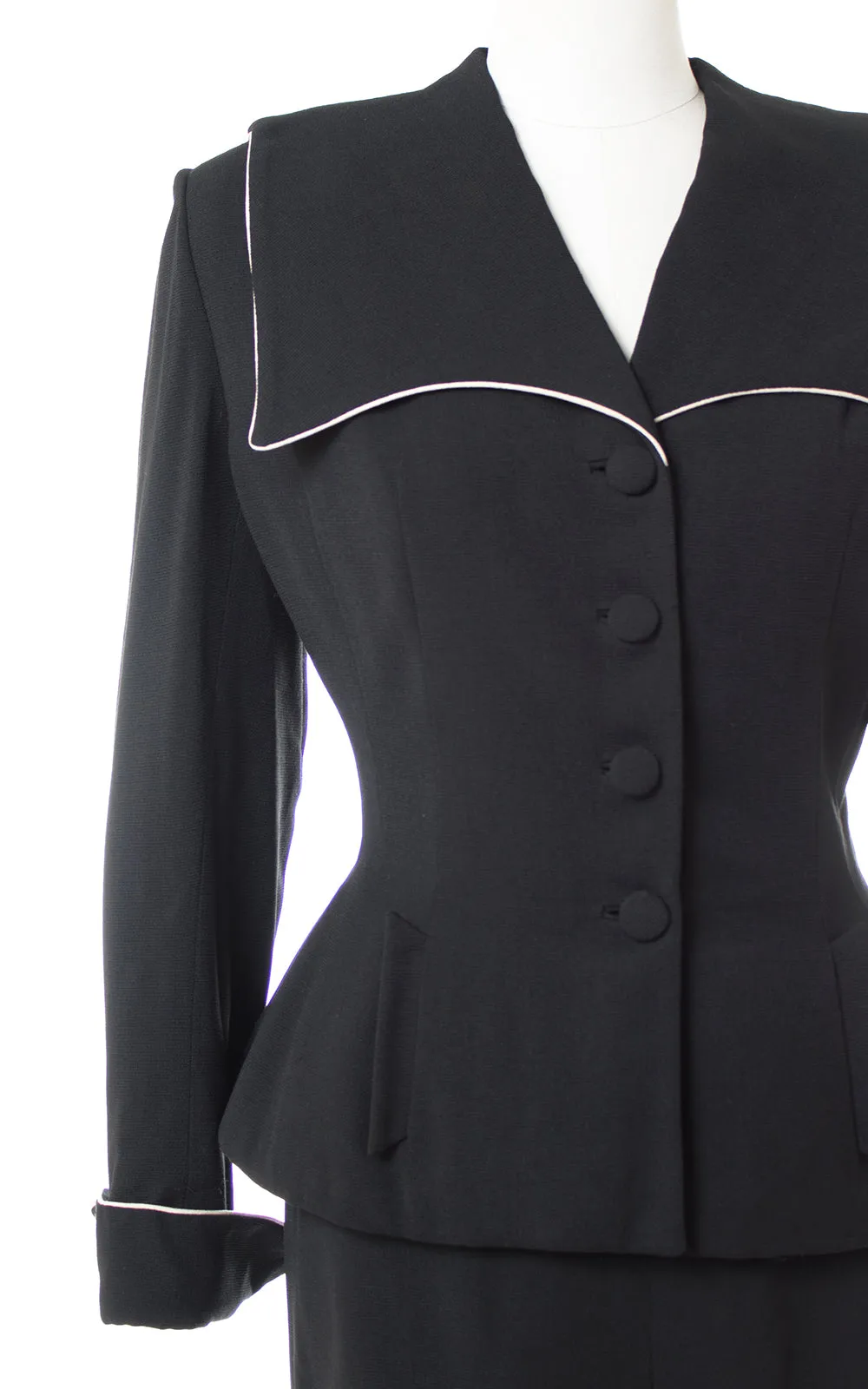 1950s Lilli Ann Black Wool Skirt Suit | medium