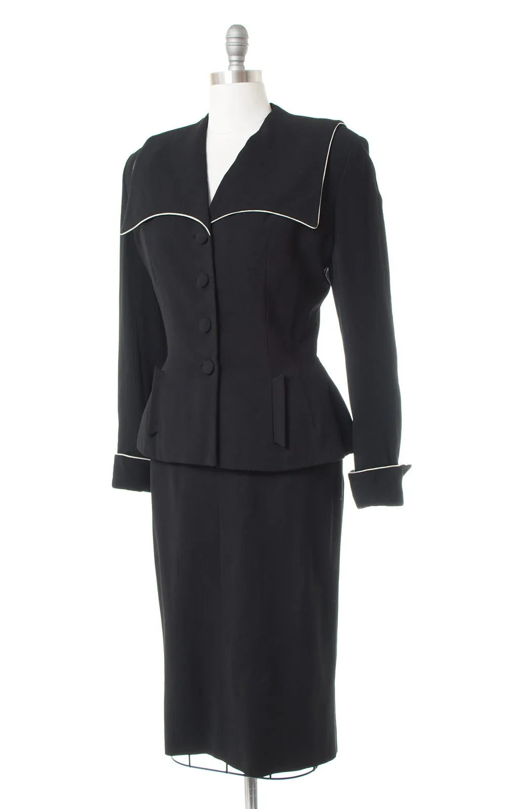 1950s Lilli Ann Black Wool Skirt Suit | medium