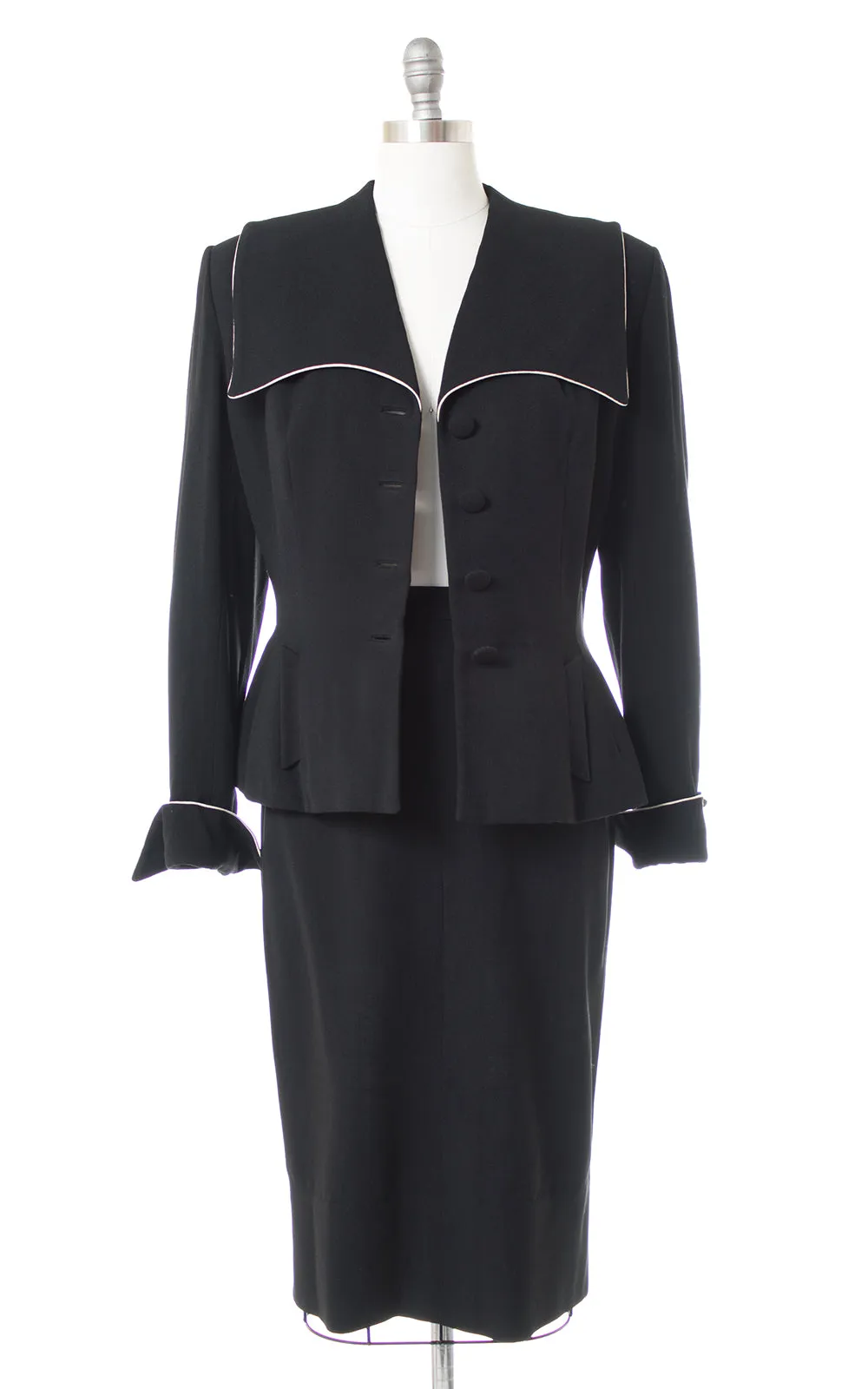 1950s Lilli Ann Black Wool Skirt Suit | medium