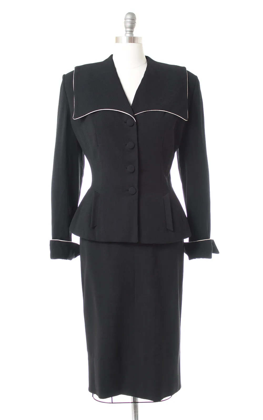 1950s Lilli Ann Black Wool Skirt Suit | medium