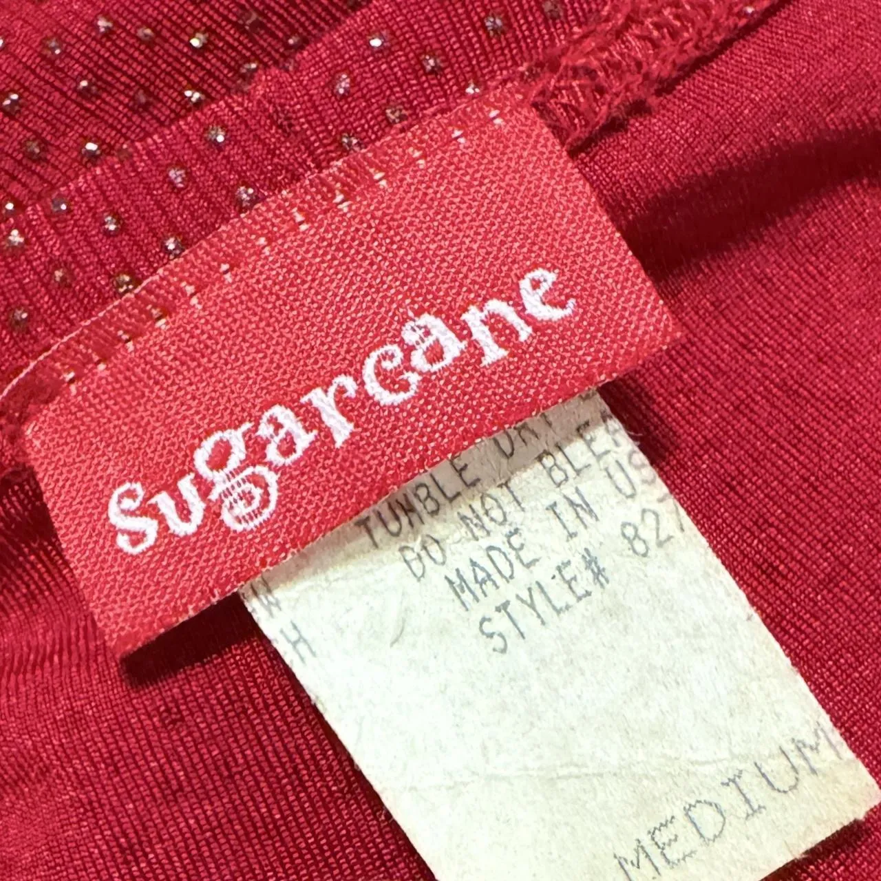 90s Cherry Red Slinky Maxi Skirt (M)