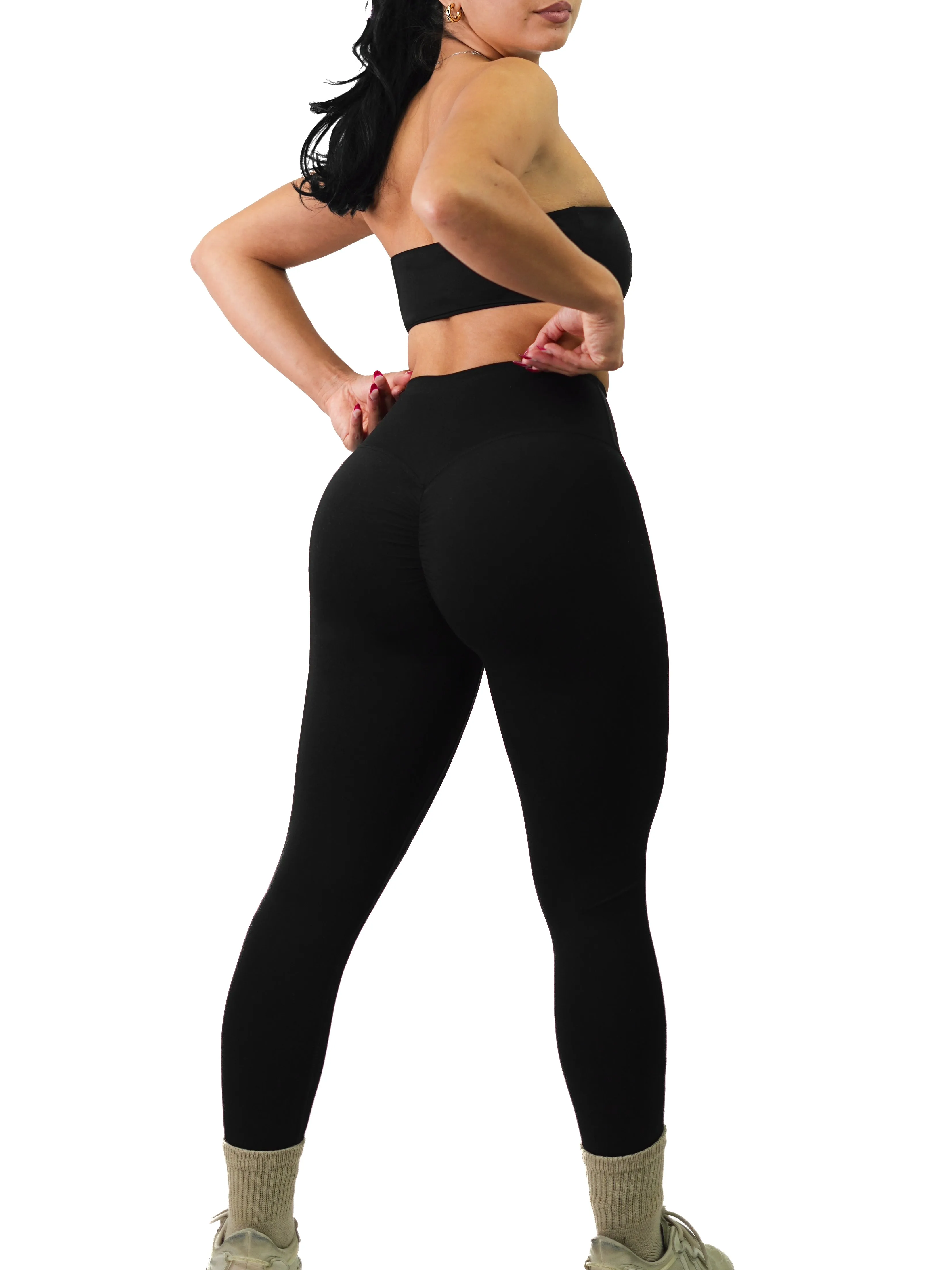 Adjustable Waist V Leggings (Black)