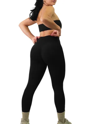 Adjustable Waist V Leggings (Black)