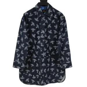All Over Orb Print Jean Jacket Indigo Blue Denim