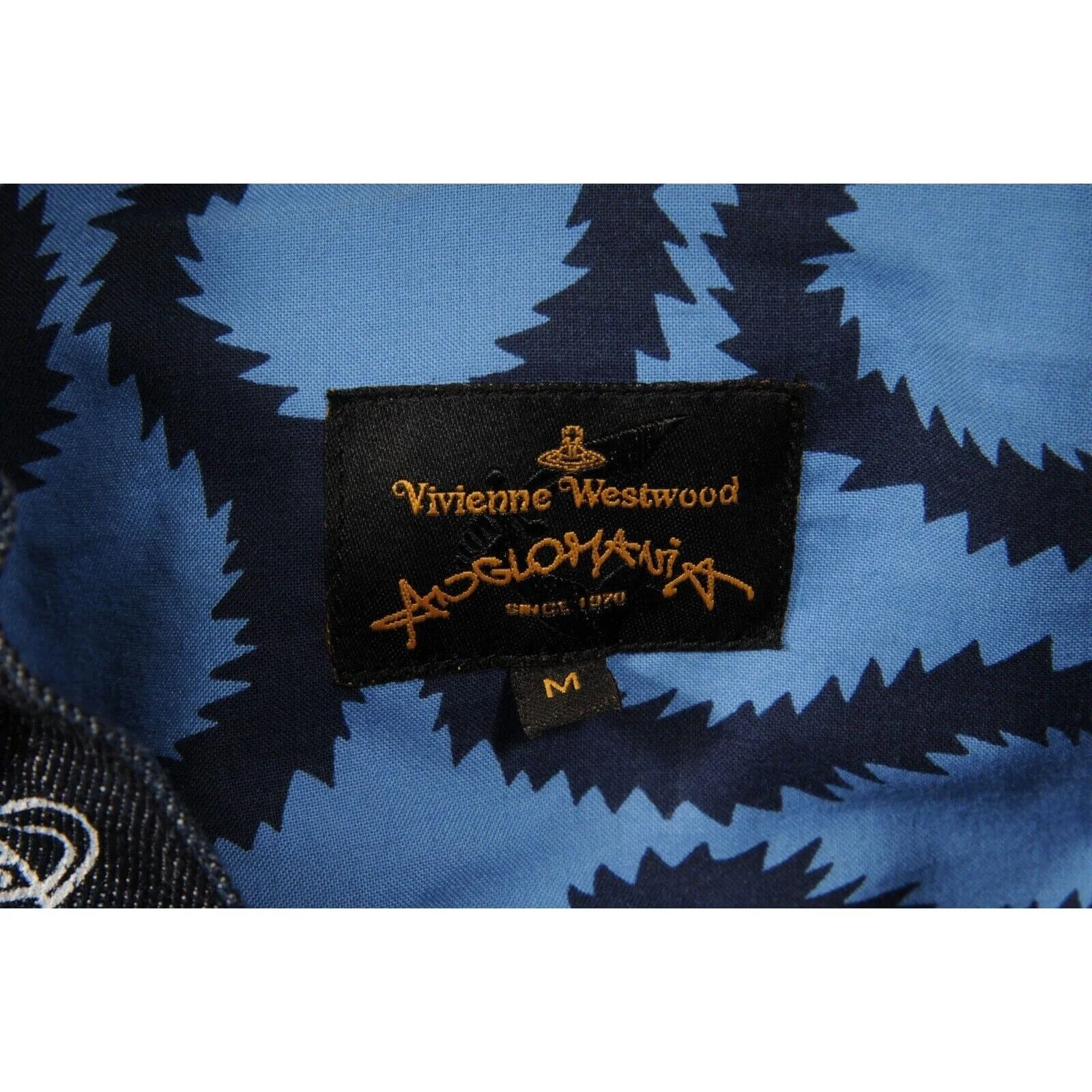 All Over Orb Print Jean Jacket Indigo Blue Denim