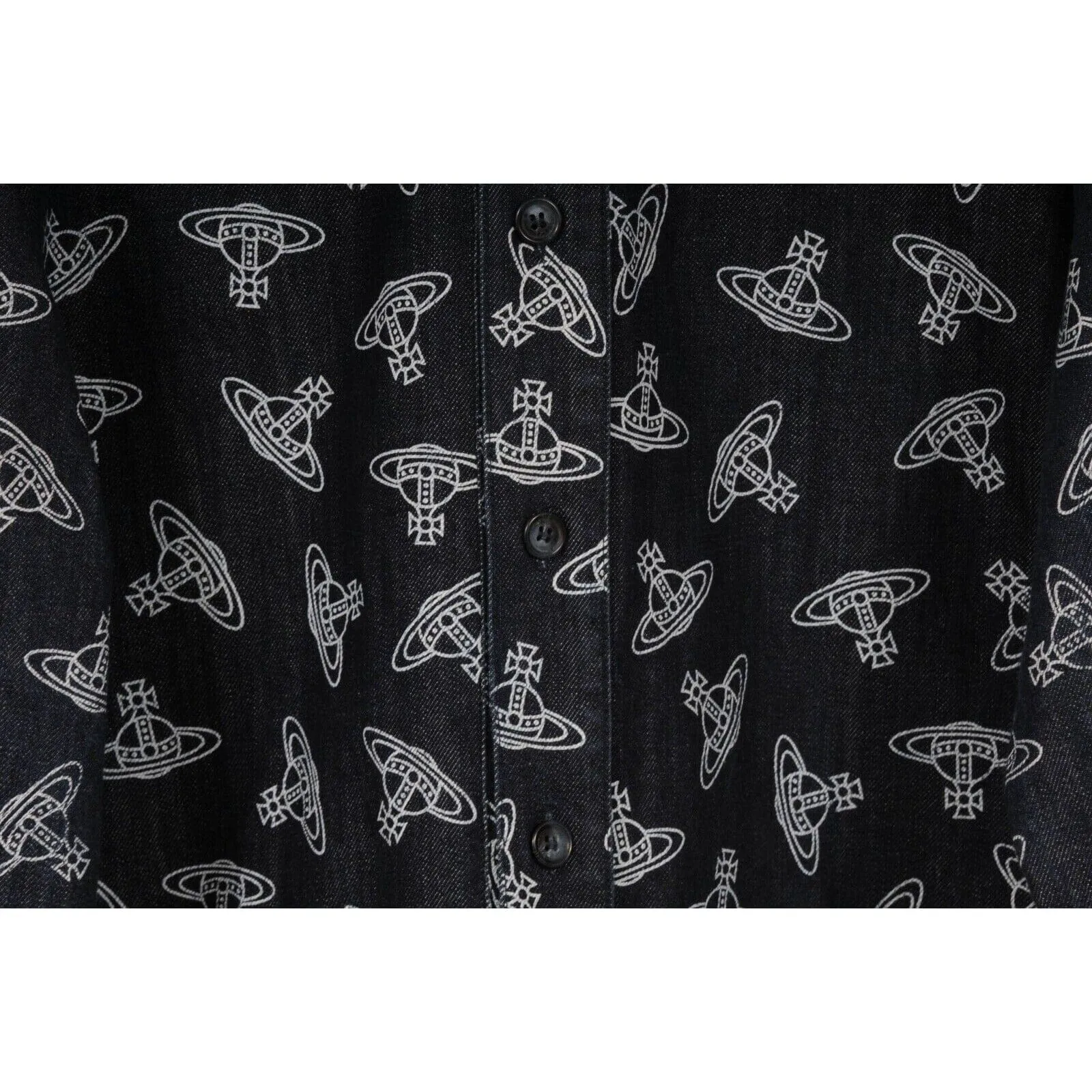 All Over Orb Print Jean Jacket Indigo Blue Denim