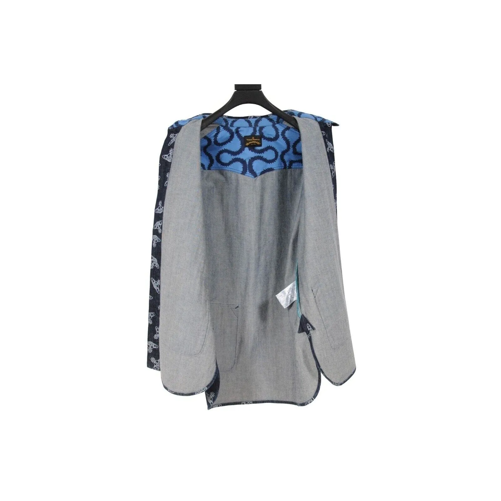 All Over Orb Print Jean Jacket Indigo Blue Denim