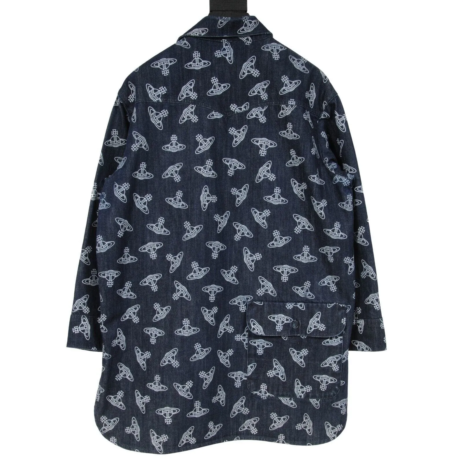 All Over Orb Print Jean Jacket Indigo Blue Denim