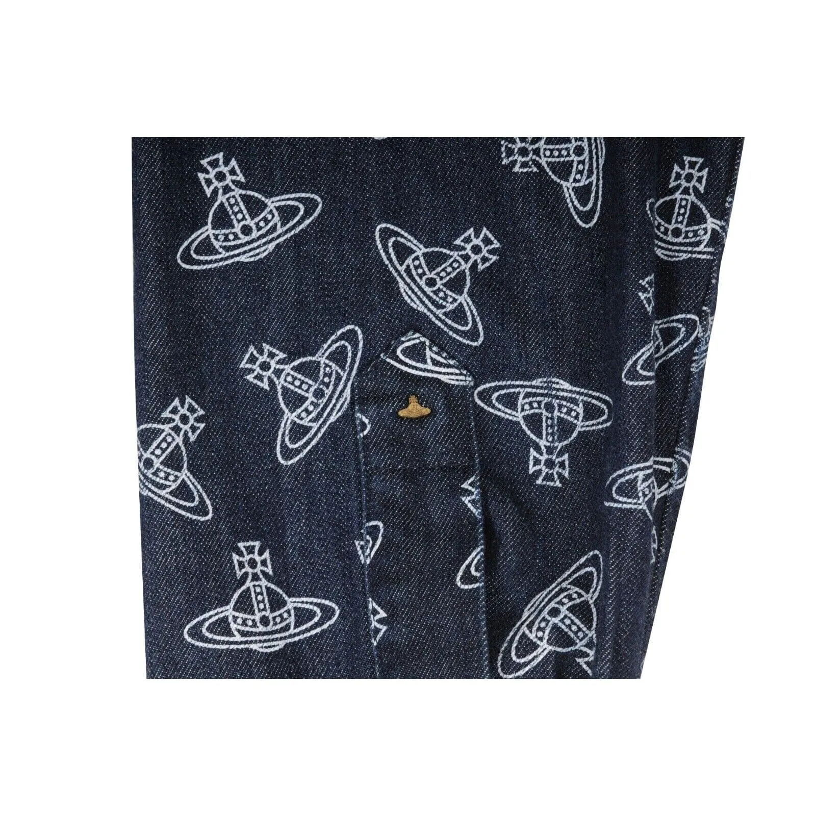 All Over Orb Print Jean Jacket Indigo Blue Denim