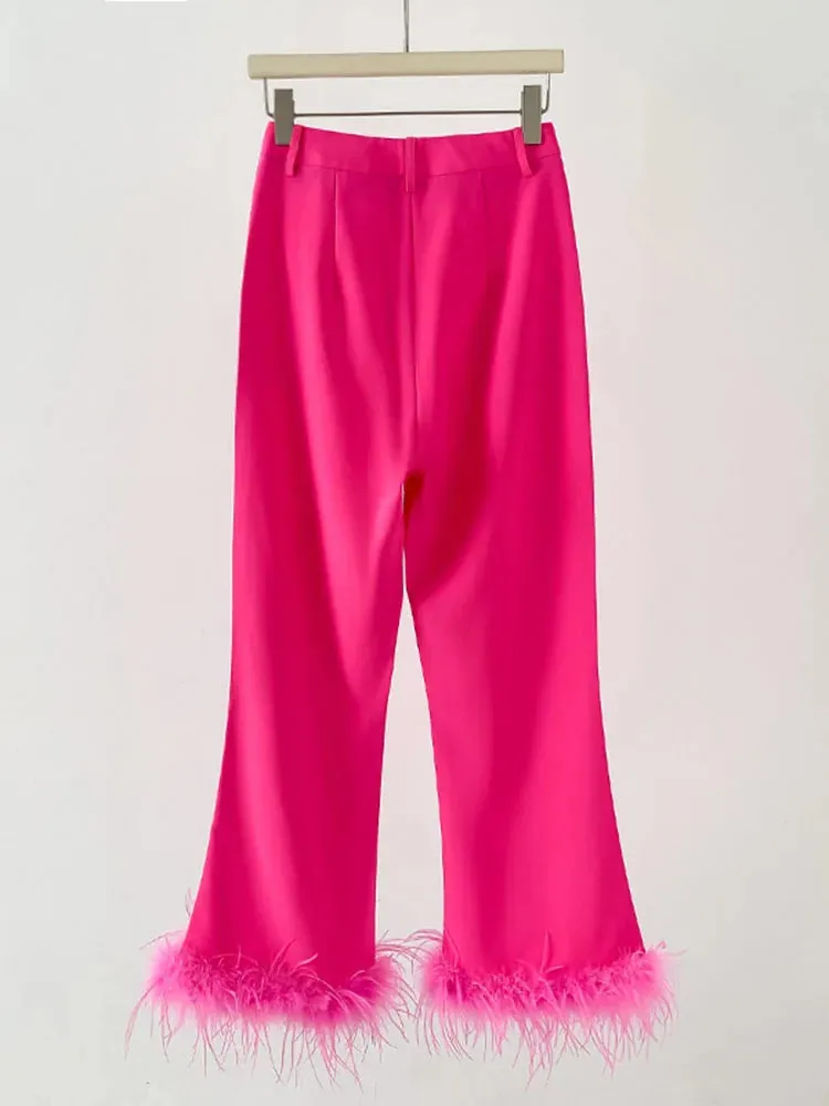 Amanza Feather Blazer Pants Set