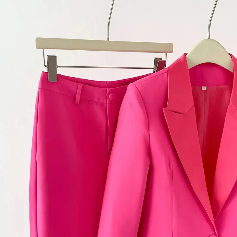 Amanza Feather Blazer Pants Set