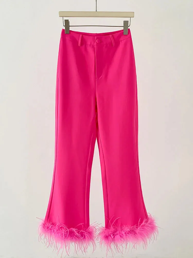 Amanza Feather Blazer Pants Set