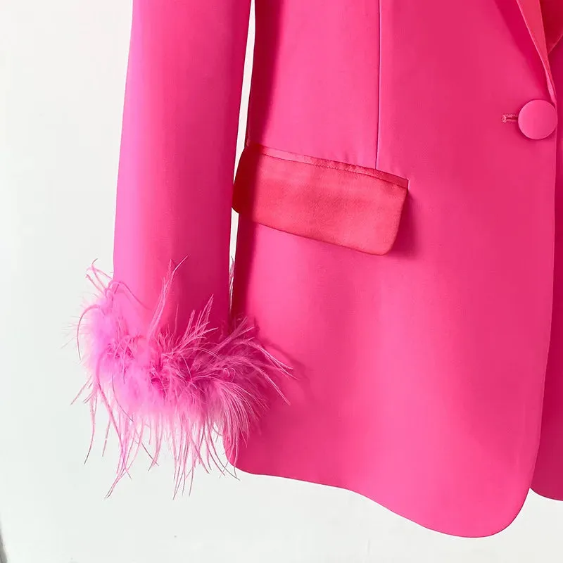 Amanza Feather Blazer Pants Set