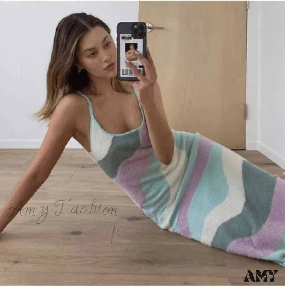Amy Fashion - Sleeveless Spaghetti Strap Party Midi Dresses