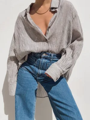 Anika Button Down in Check Print