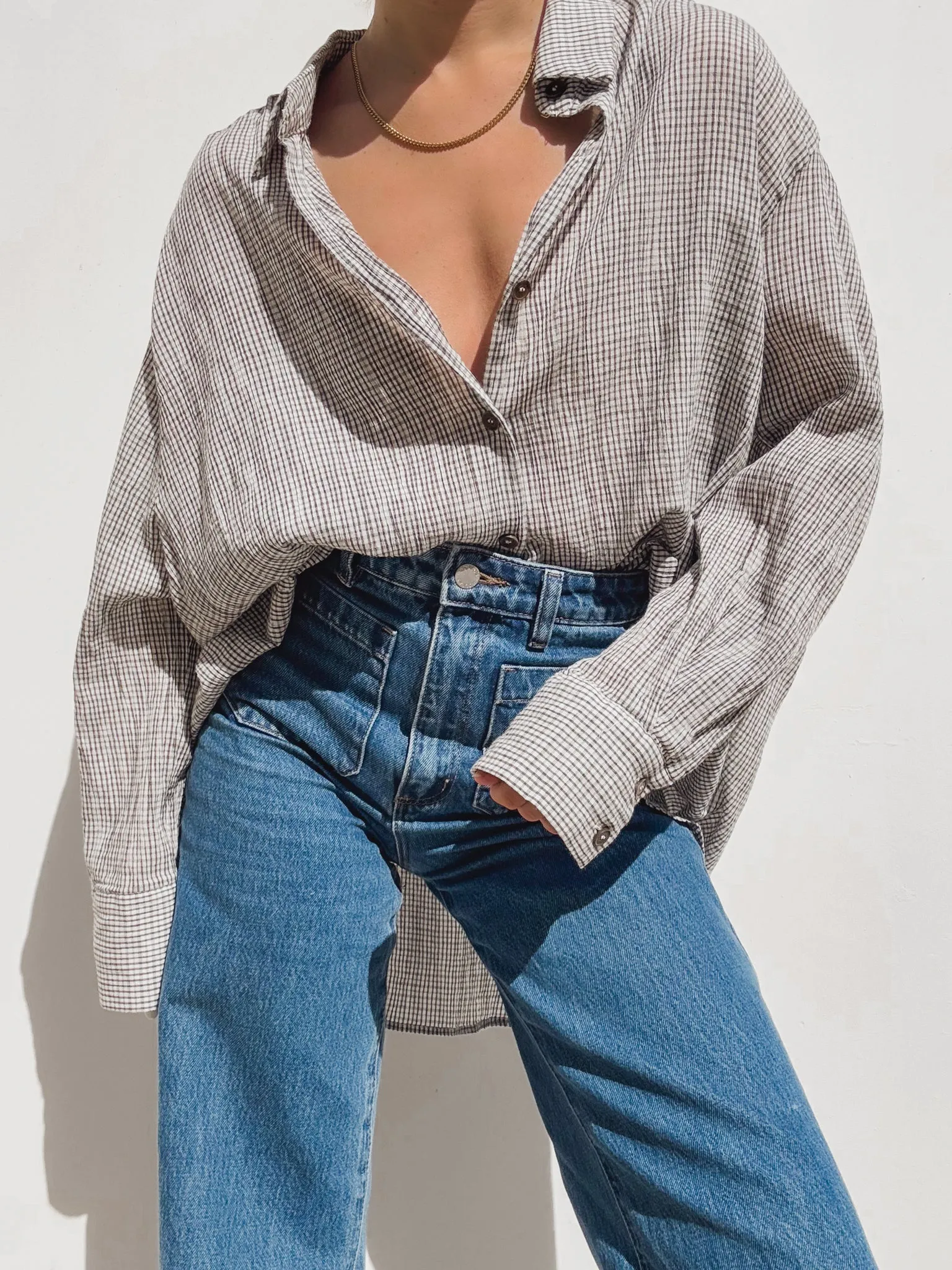 Anika Button Down in Check Print