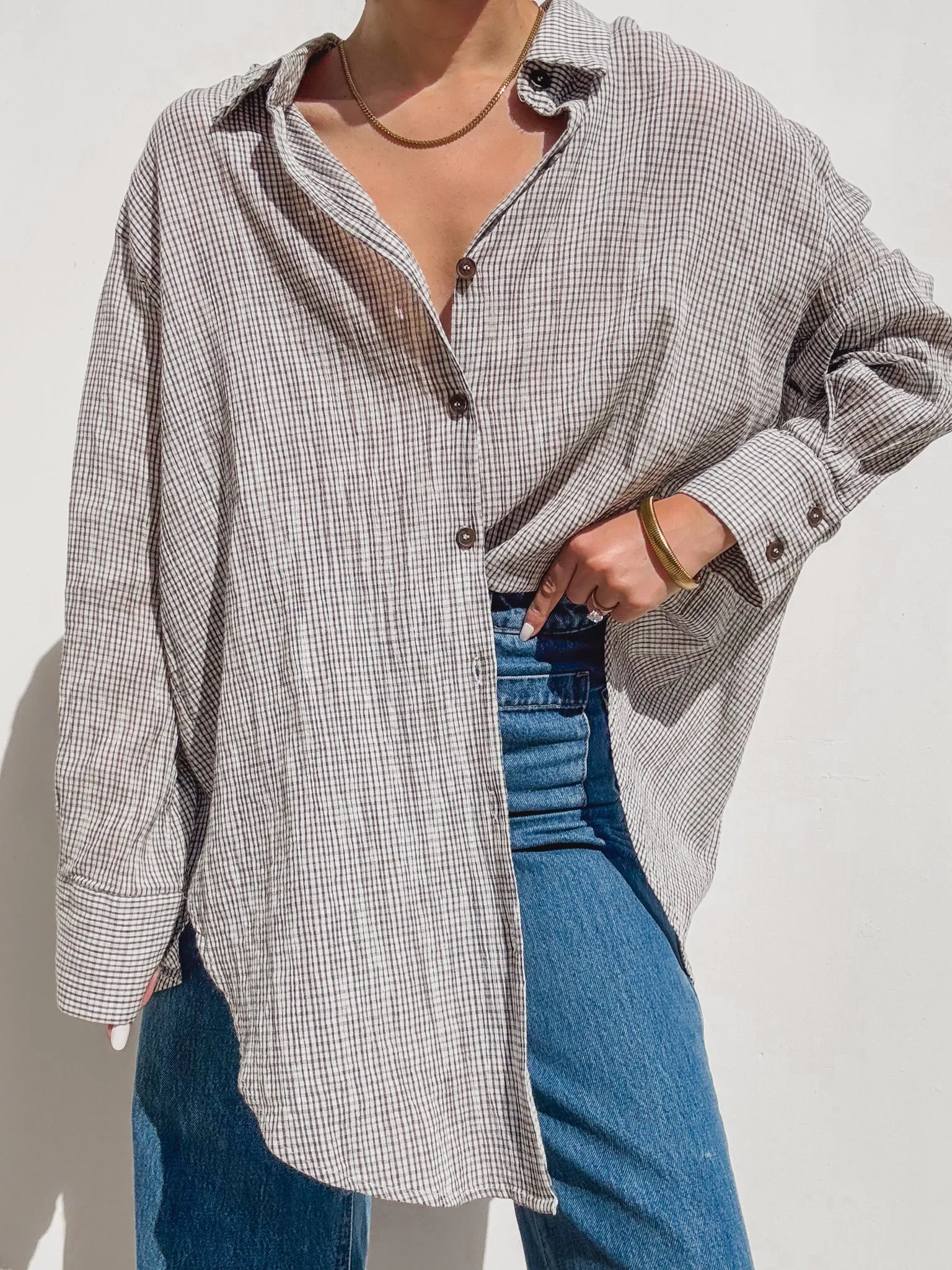 Anika Button Down in Check Print