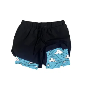 Anime Black and Blue Mesh Gym Shorts