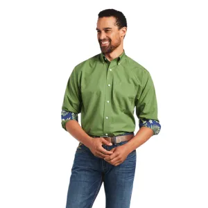 Ariat® Men's Pinpoint Oxford Dill Green Button Down Shirt 10040585
