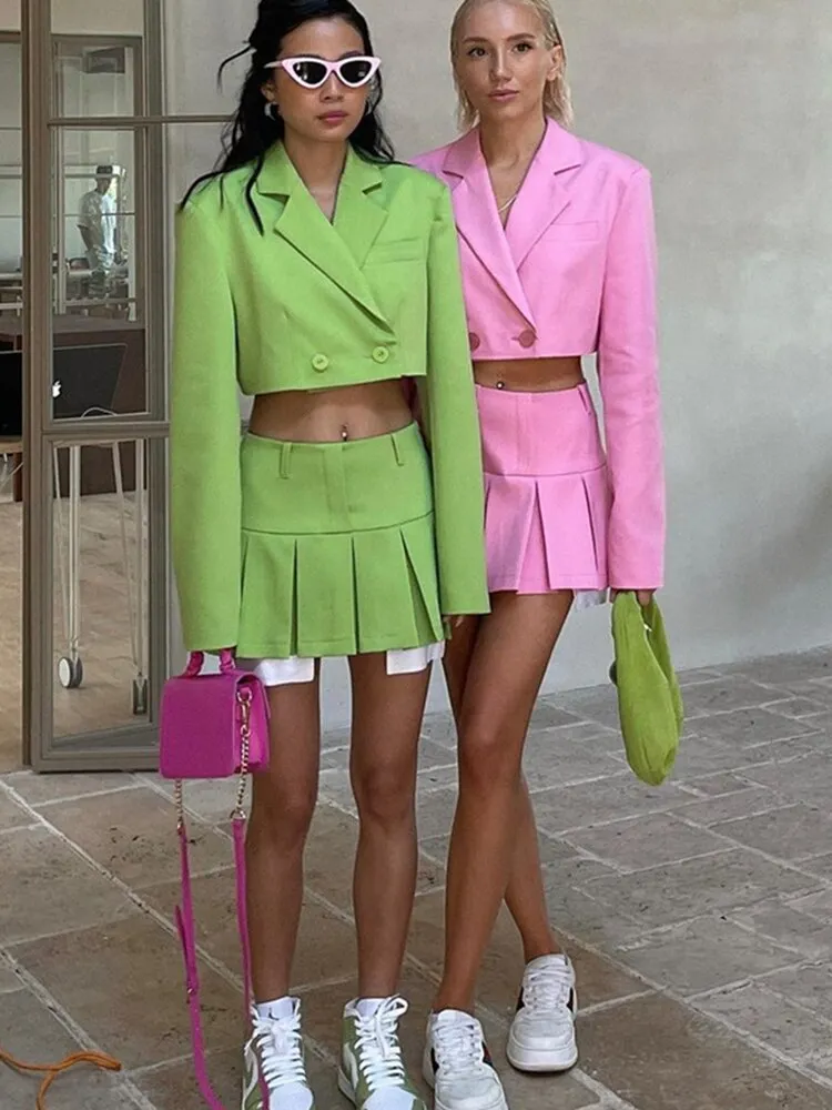 Ashore Shop Elegant Fashion Blazer Suit Two Piece Sets Sexy Outfits Matching Sets Long Sleeve Blazer and Skirt Set Clothes