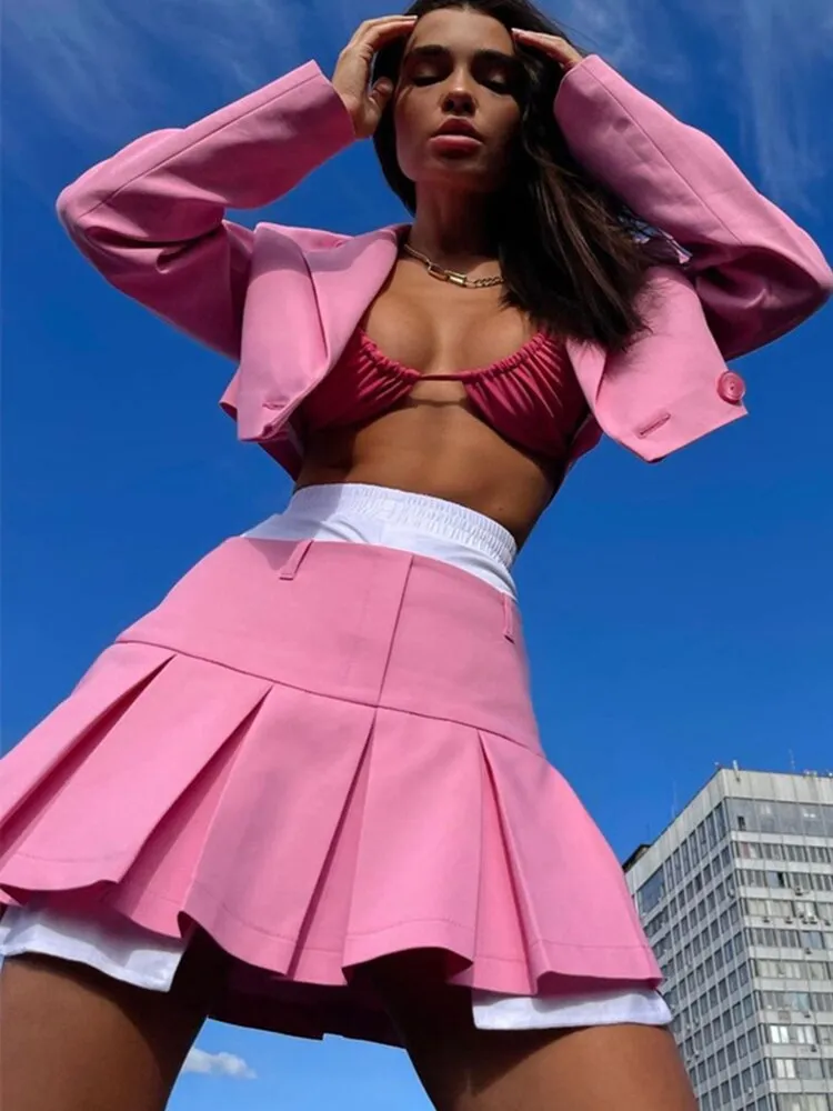 Ashore Shop Elegant Fashion Blazer Suit Two Piece Sets Sexy Outfits Matching Sets Long Sleeve Blazer and Skirt Set Clothes