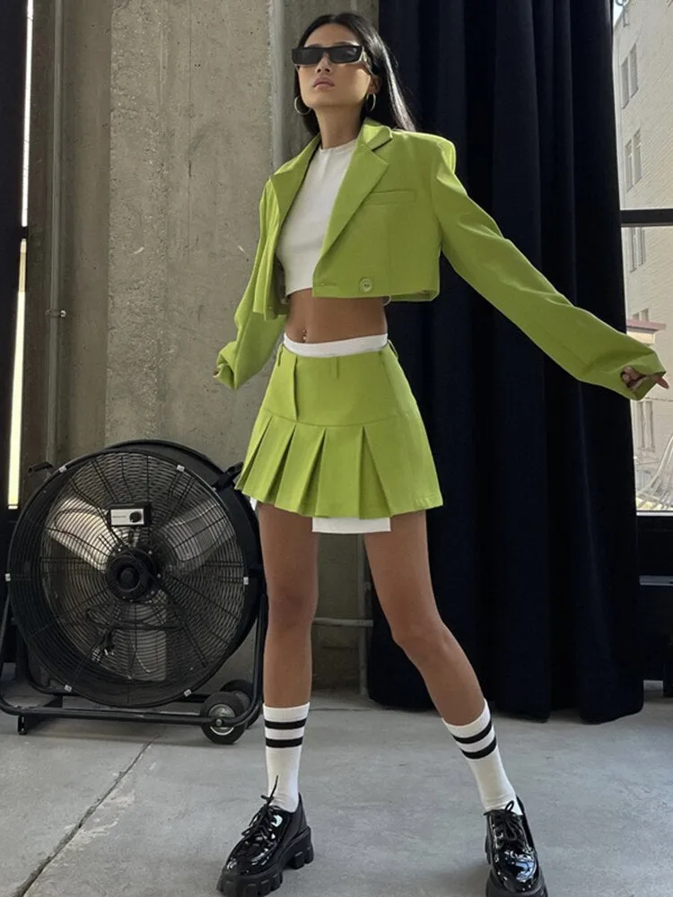 Ashore Shop Elegant Fashion Blazer Suit Two Piece Sets Sexy Outfits Matching Sets Long Sleeve Blazer and Skirt Set Clothes