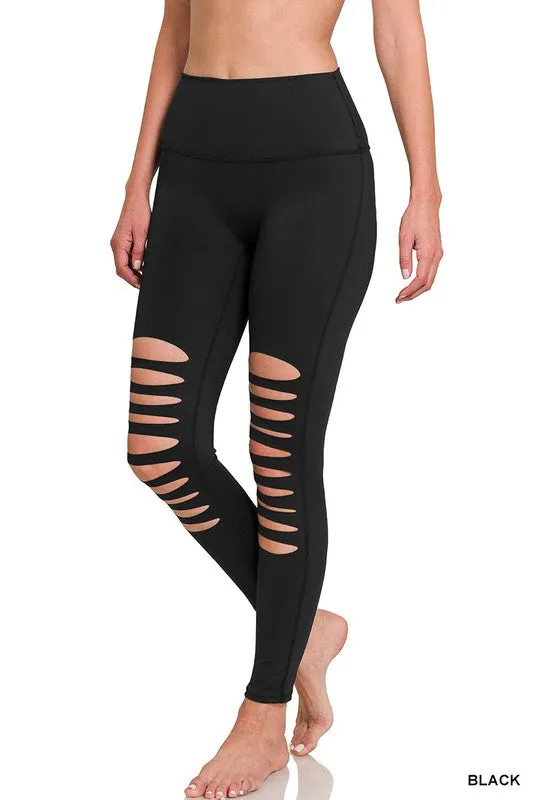 Athletic Knee Cut Out High Waisted Leggings