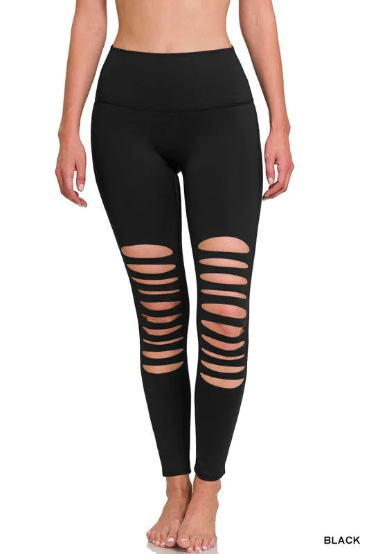 Athletic Knee Cut Out High Waisted Leggings