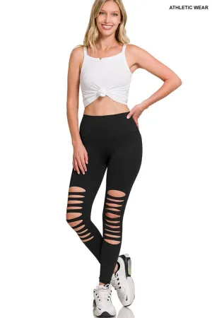 Athletic Knee Cut Out High Waisted Leggings