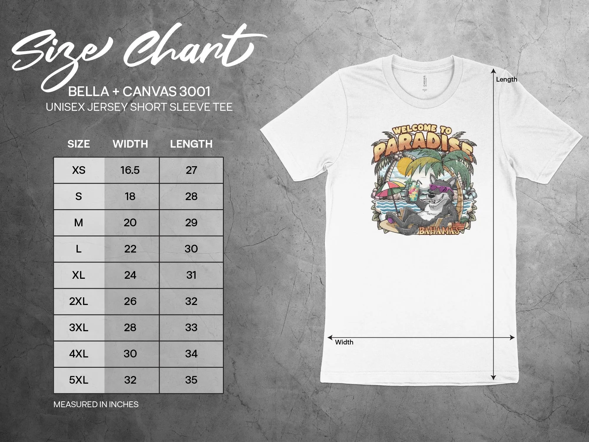 Bahamas Beach Paradise T-Shirt, Tropical Island Vibes Tee, Relaxing Wolf Graphic, Summer Vacation Shirt, Unisex Casual Wear Tank Top