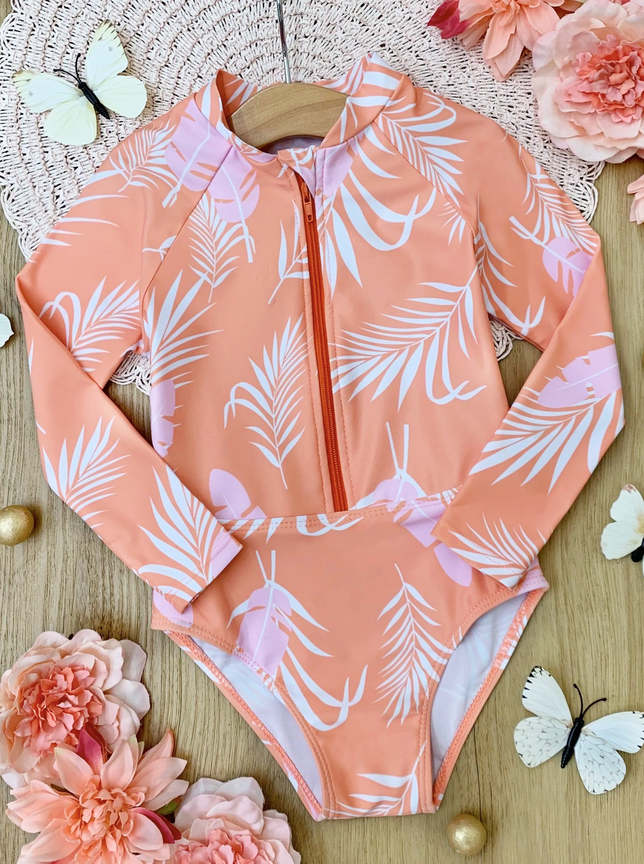 Bahamas Chic One Piece Rash Guard Swimsuit
