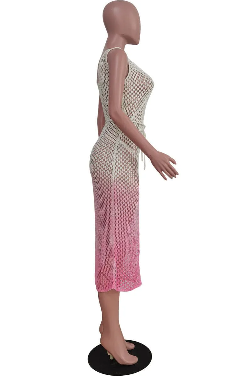 BC934 Cutout Crochet Swim Cover-Up Tank Maxi Dress