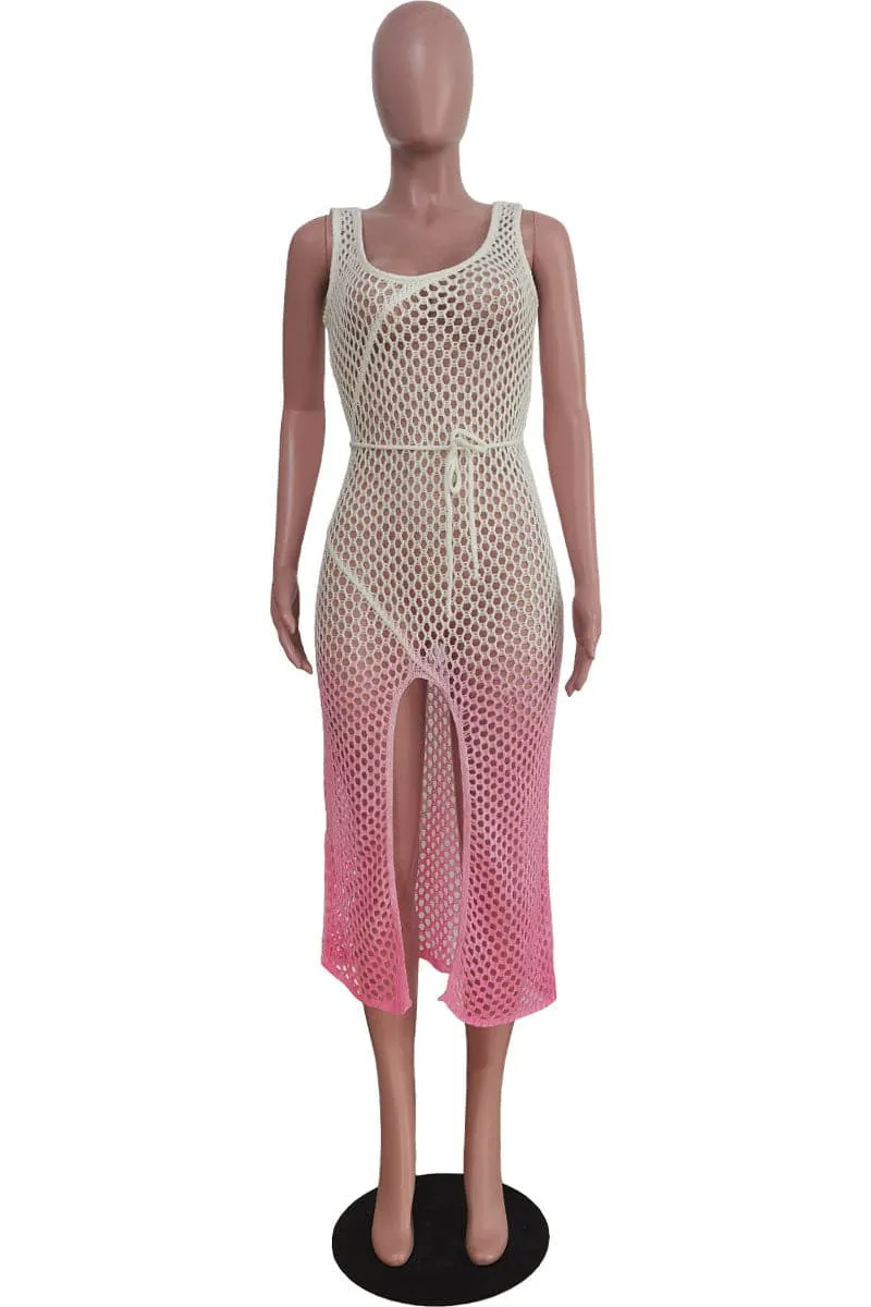 BC934 Cutout Crochet Swim Cover-Up Tank Maxi Dress