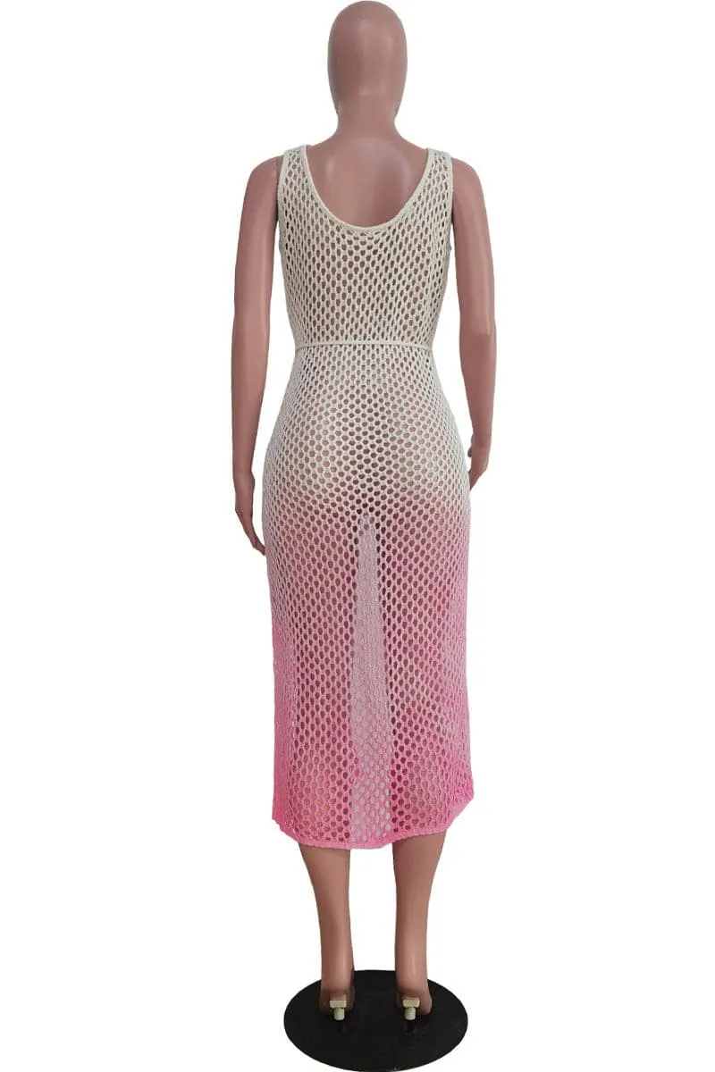 BC934 Cutout Crochet Swim Cover-Up Tank Maxi Dress