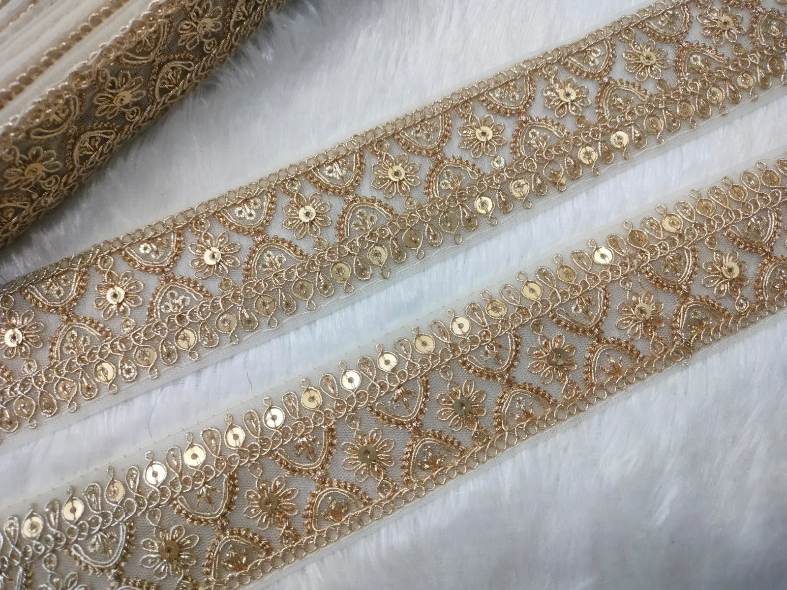 Beige Fancy Embellished Trim