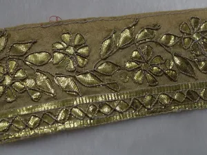 Beige Floral Gota Work Embroidered Border