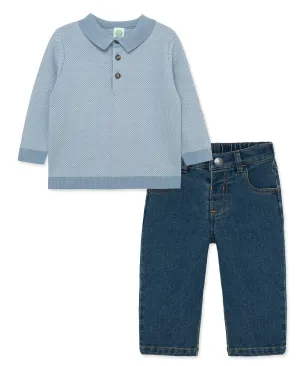 Birds Eye Knit Polo Set (12M-24M)
