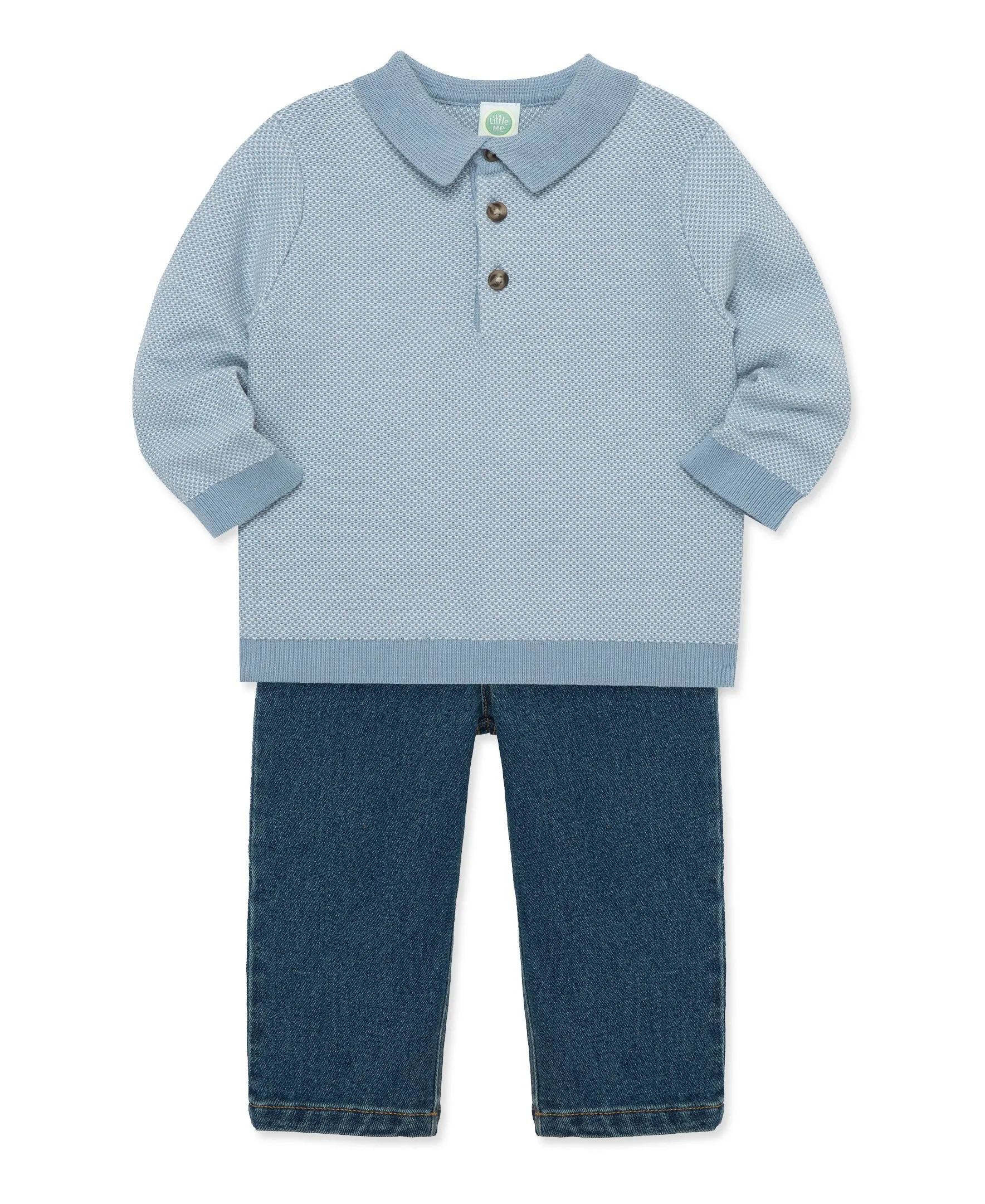 Birds Eye Knit Polo Set (2T-4T)