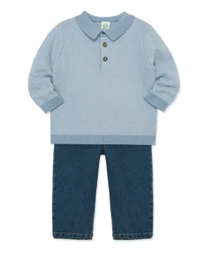 Birds Eye Knit Polo Set (2T-4T)