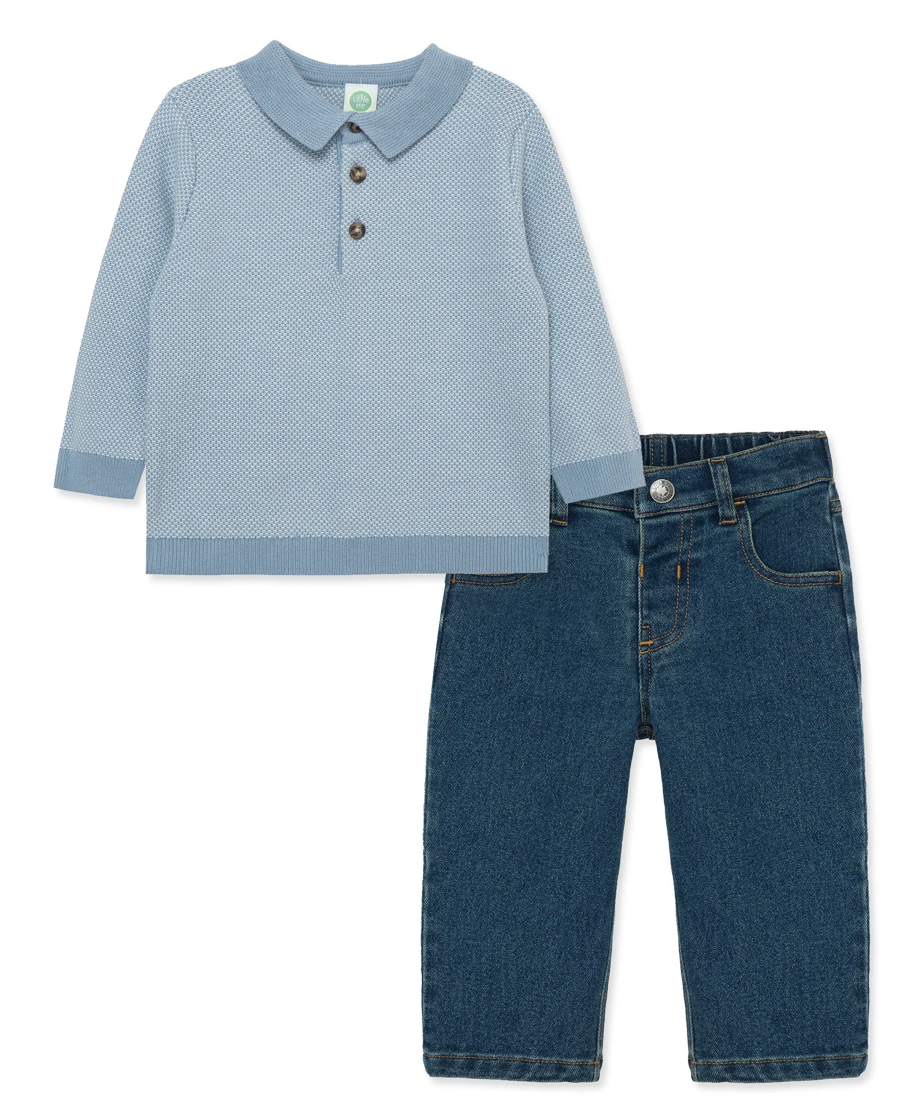 Birds Eye Knit Polo Set (2T-4T)