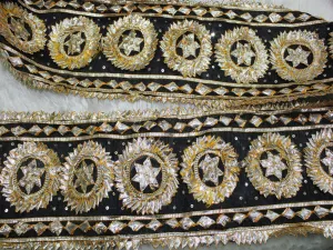 Black Geometric Gota Trim Embroidered Lace