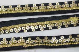 Black Sequins Work Embroidered Border