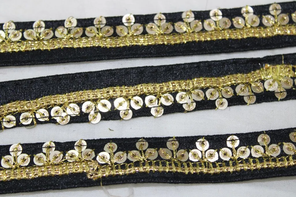 Black Sequins Work Embroidered Border
