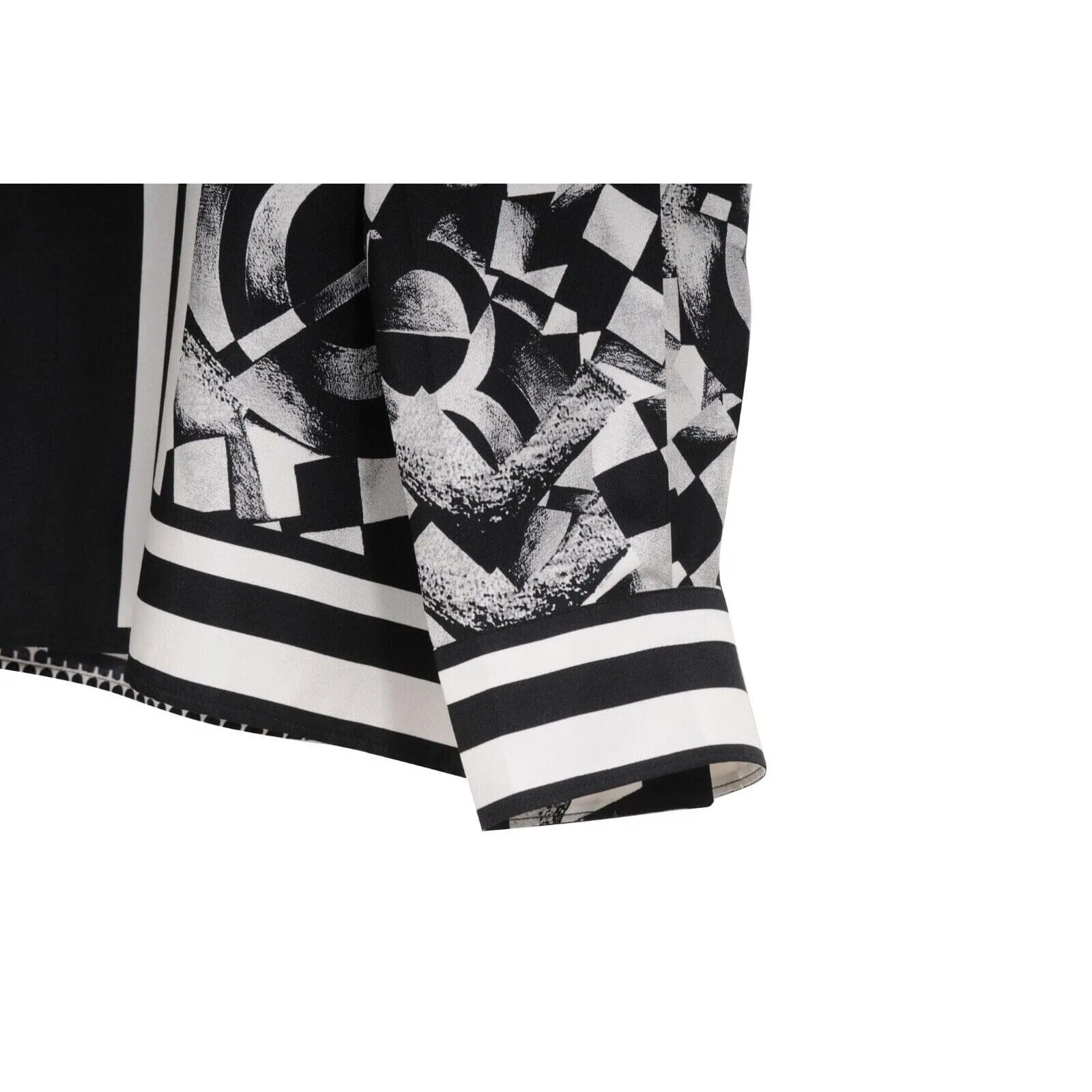 Black White Silk Medusa Print Button Down Shirt