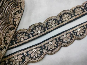 Black Zardozi Scalloped Trim