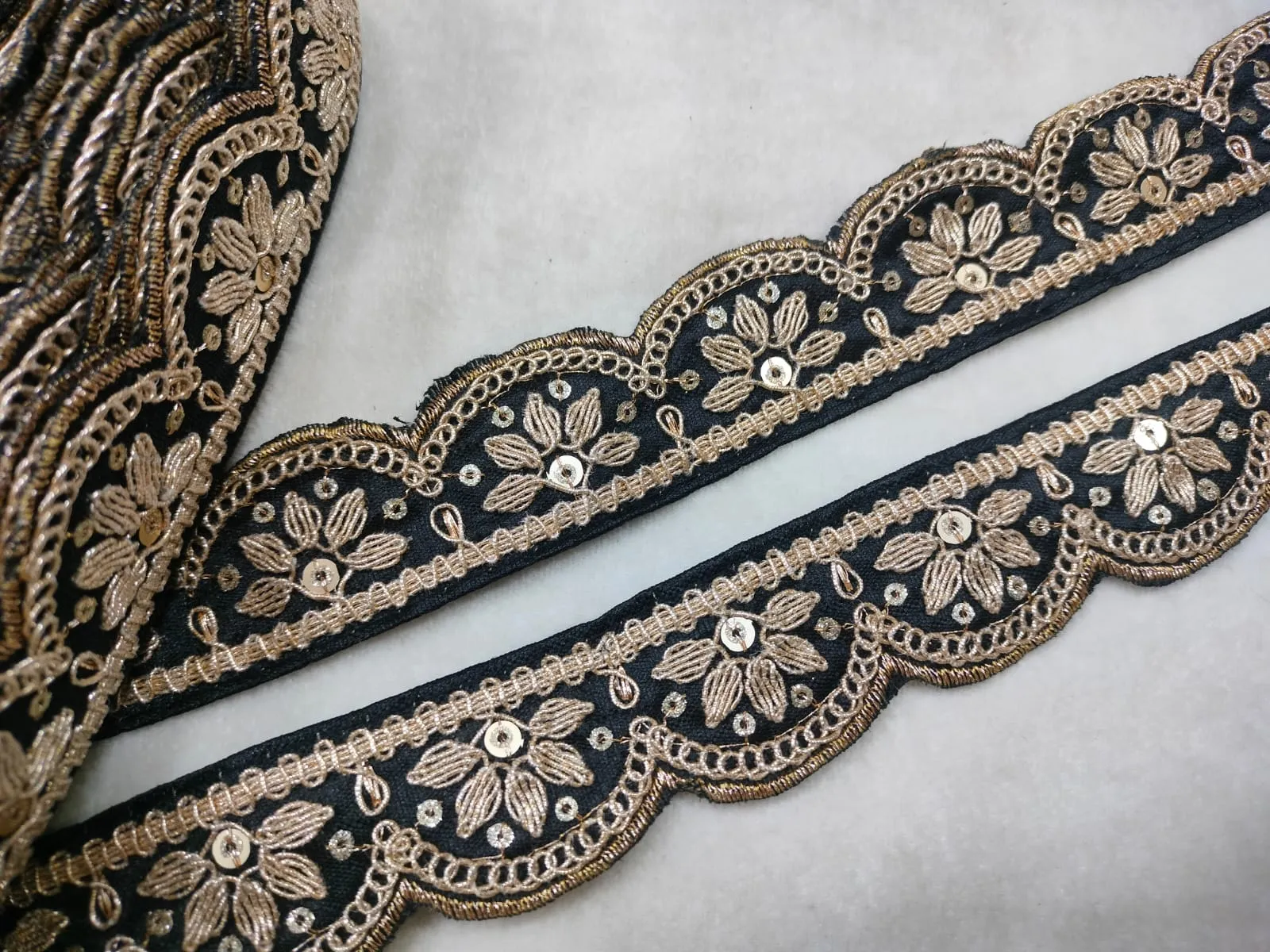 Black Zardozi Scalloped Trim