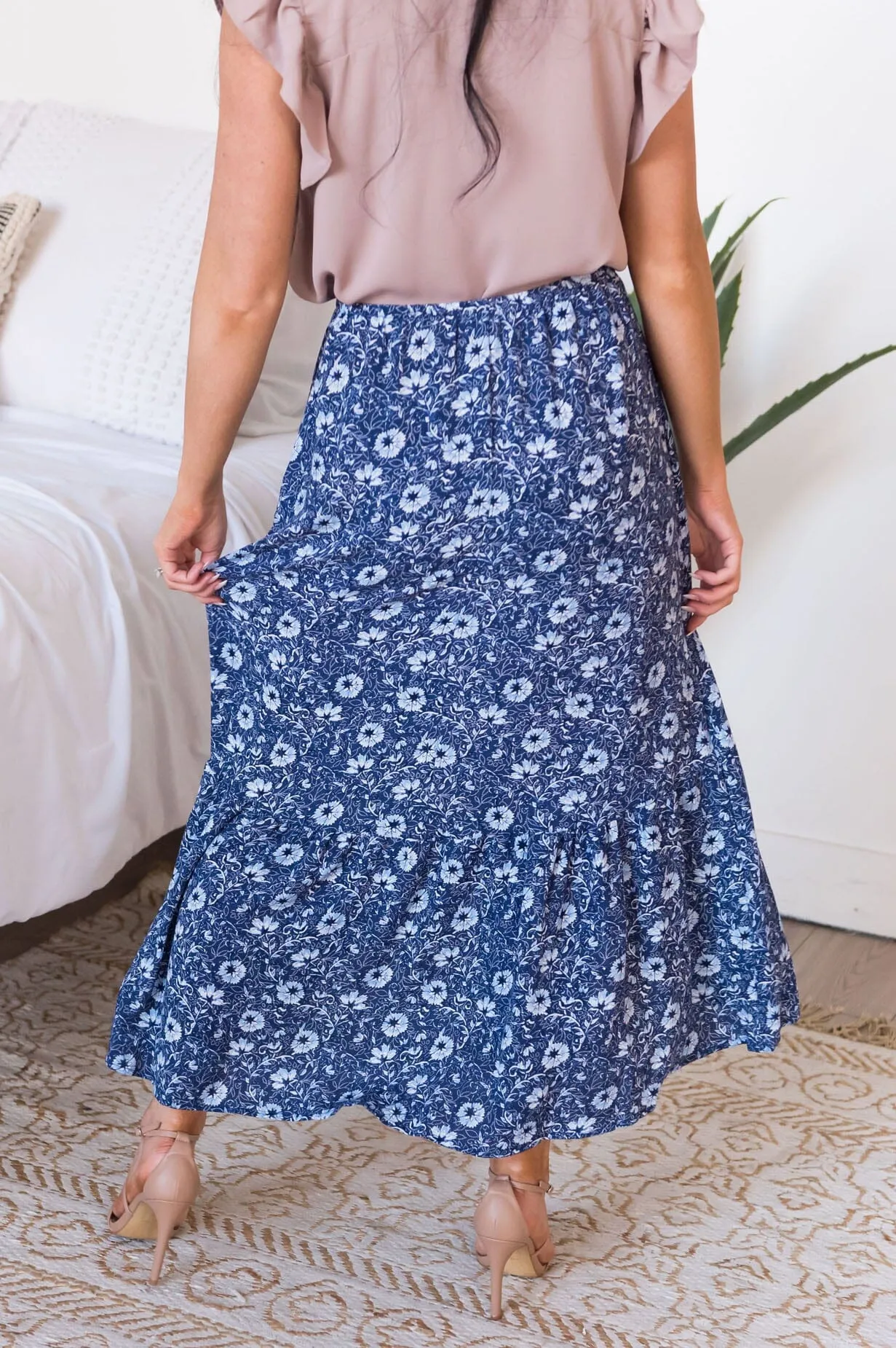 Blue Blooms Modest Skirt