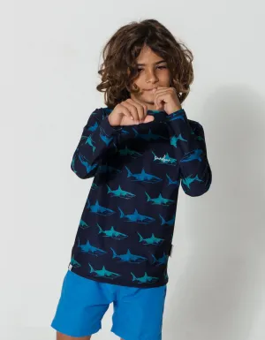 Blue Shark Rash Guard